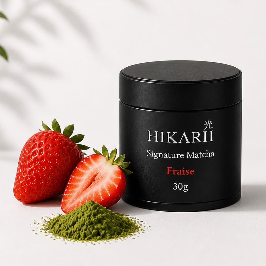 matcha fraise hikarii poudre thé vert aromatisé fraise