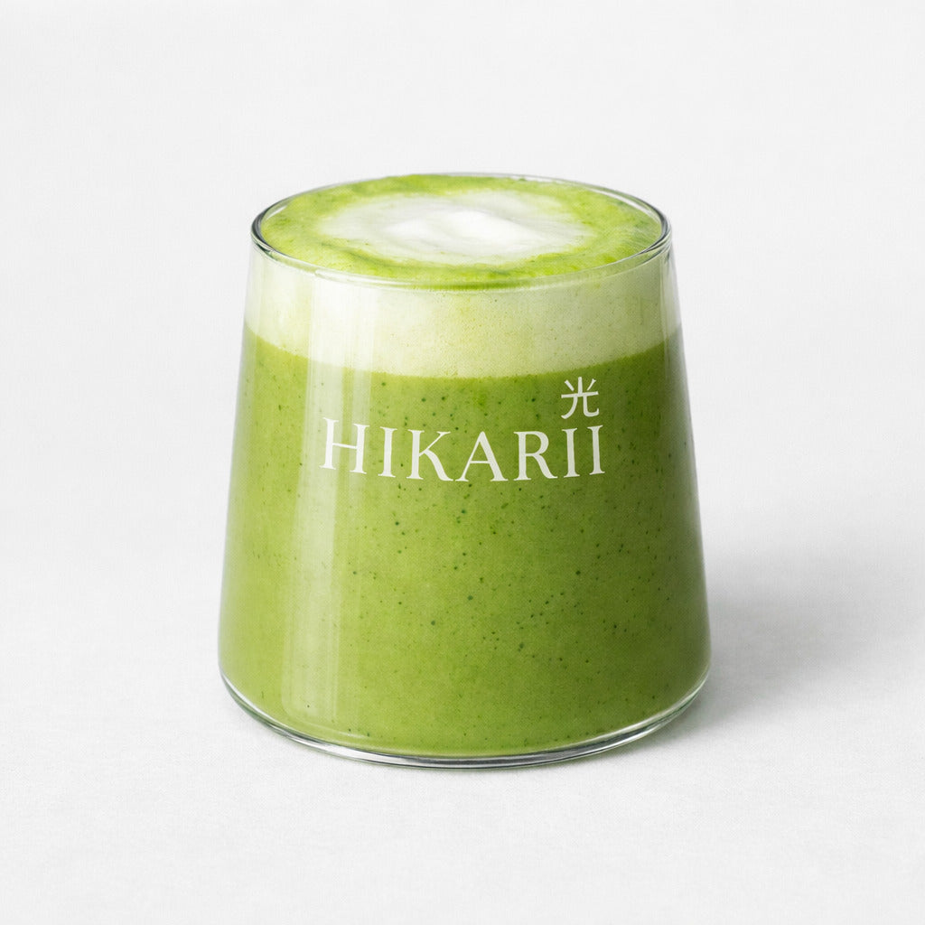 verre matcha transparent hikarii latte vert esthétique mousse